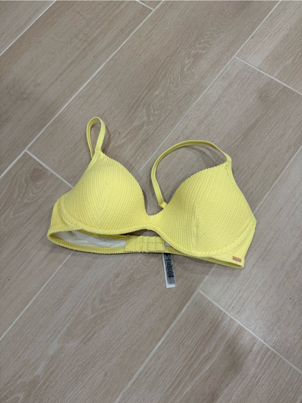 PINK Yellow Textured Bikini Top